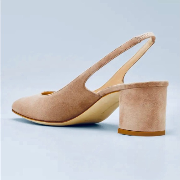 π‘MANOLO Allurasa slingback nude/cream suede, 2β stacked heel SZ 7. - Picture 3 of 14